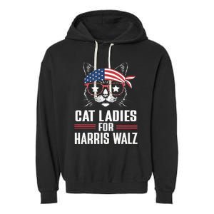 Cat Ladies For Harris Waltz Cat 2024 Garment-Dyed Fleece Hoodie