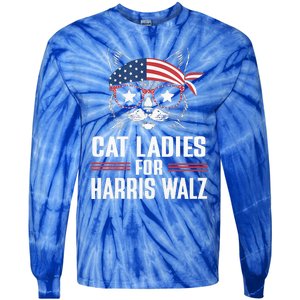 Cat Ladies For Harris Waltz Cat 2024 Tie-Dye Long Sleeve Shirt