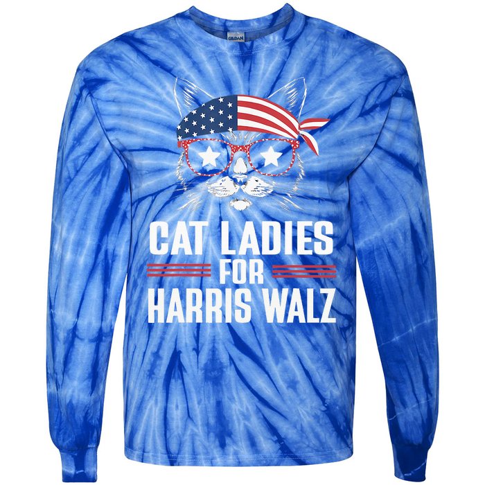 Cat Ladies For Harris Waltz Cat 2024 Tie-Dye Long Sleeve Shirt