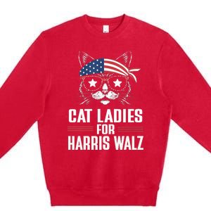 Cat Ladies For Harris Waltz Cat 2024 Premium Crewneck Sweatshirt