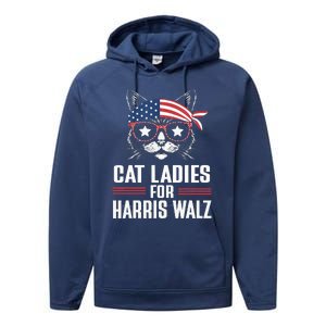 Cat Ladies For Harris Waltz Cat 2024 Performance Fleece Hoodie