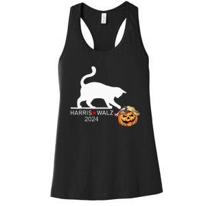 Cat Ladies For Kamala Harris Funny Trump Hair 2024 Trumpkin Women's Racerback Tank