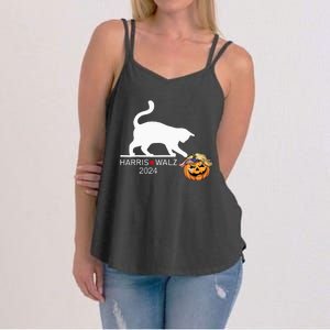 Cat Ladies For Kamala Harris Funny Trump Hair 2024 Trumpkin Women's Strappy Tank