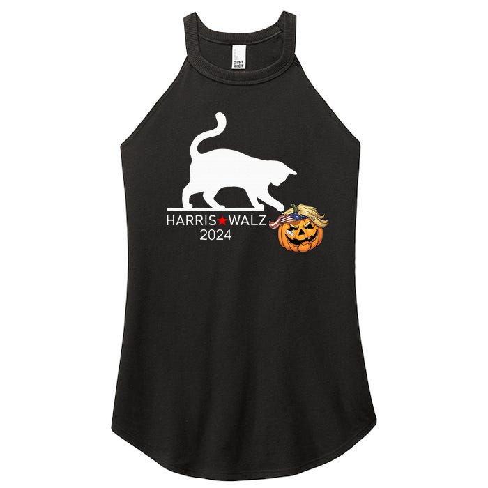 Cat Ladies For Kamala Harris Funny Trump Hair 2024 Trumpkin Women's Perfect Tri Rocker Tank