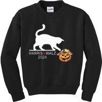 Cat Ladies For Kamala Harris Funny Trump Hair 2024 Trumpkin Kids Sweatshirt