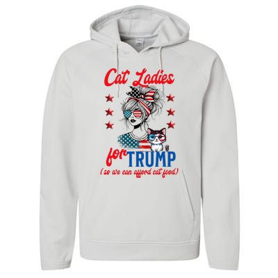 Cat Lady For Trump Funny Political Performance Fleece Hoodie