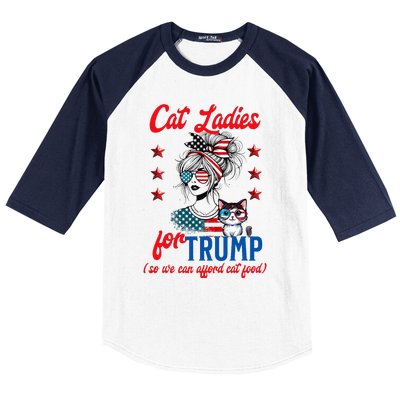 Cat Lady For Trump Funny Political Baseball Sleeve Shirt