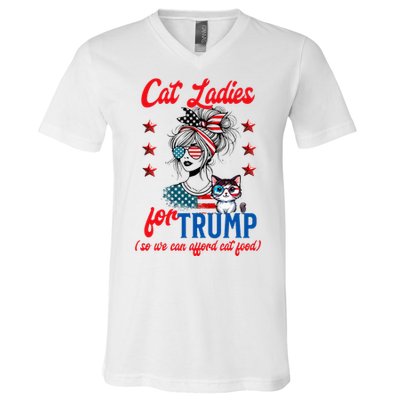 Cat Lady For Trump Funny Political V-Neck T-Shirt