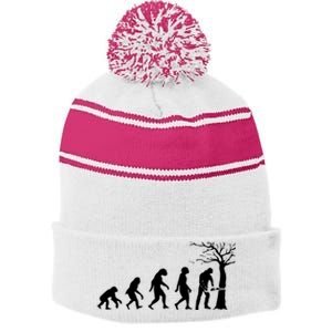 Cool Lumberjack For Women Logger Tree Cutter Arborist Stripe Pom Pom Beanie