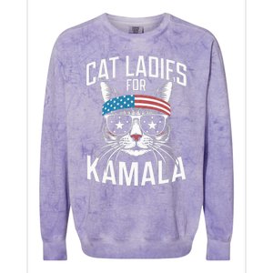 Cat Ladies For Kamala Funny Cat 2024 Colorblast Crewneck Sweatshirt