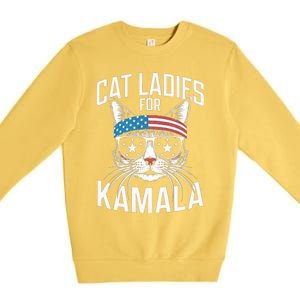 Cat Ladies For Kamala Funny Cat 2024 Premium Crewneck Sweatshirt