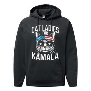 Cat Ladies For Kamala Funny Cat 2024 Performance Fleece Hoodie