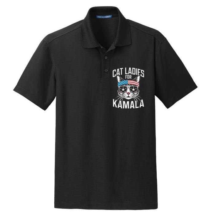 Cat Ladies For Kamala Funny Cat 2024 Dry Zone Grid Polo