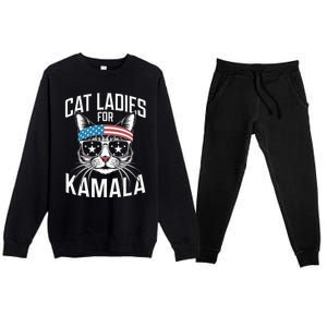 Cat Ladies For Kamala Funny Cat 2024 Premium Crewneck Sweatsuit Set