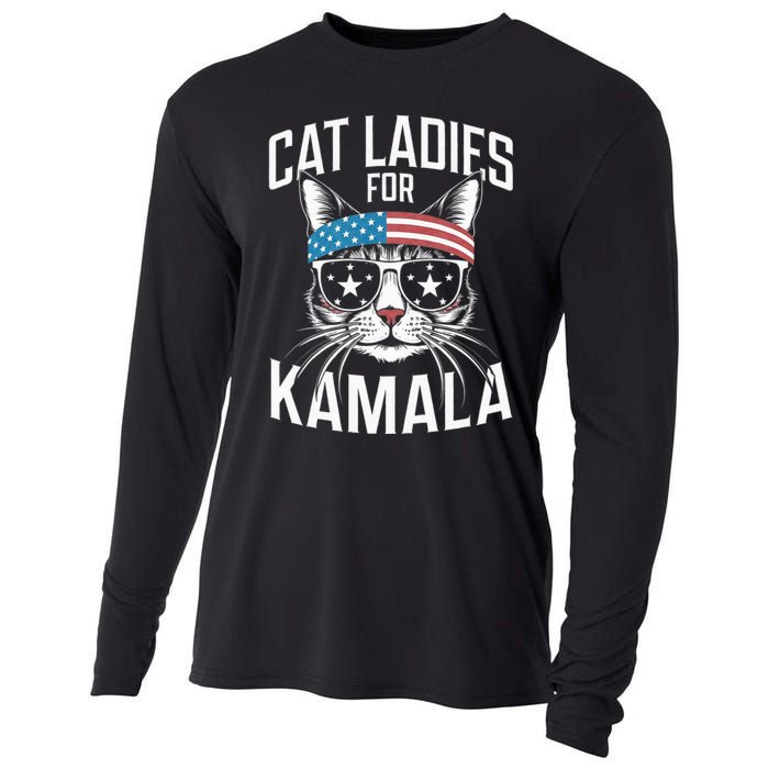 Cat Ladies For Kamala Funny Cat 2024 Cooling Performance Long Sleeve Crew