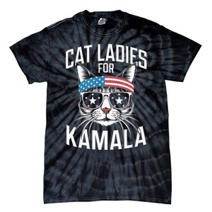 Cat Ladies For Kamala Funny Cat 2024 Tie-Dye T-Shirt