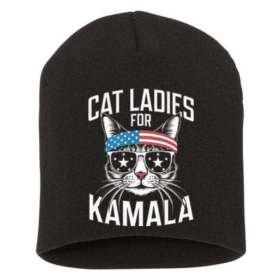 Cat Ladies For Kamala Funny Cat 2024 Short Acrylic Beanie