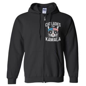 Cat Ladies For Kamala Funny Cat 2024 Full Zip Hoodie