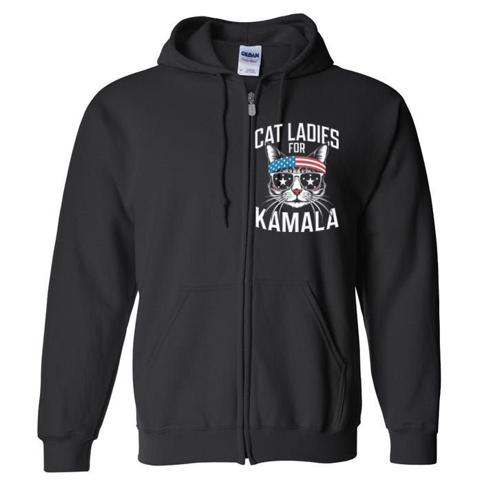 Cat Ladies For Kamala Funny Cat 2024 Full Zip Hoodie