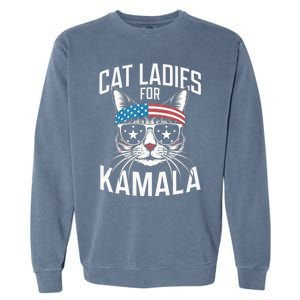 Cat Ladies For Kamala Funny Cat 2024 Garment-Dyed Sweatshirt