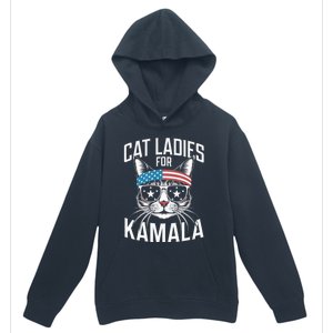 Cat Ladies For Kamala Funny Cat 2024 Urban Pullover Hoodie