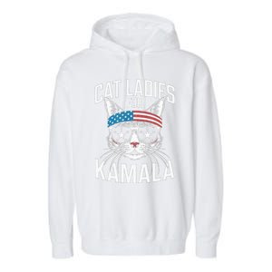 Cat Ladies For Kamala Funny Cat 2024 Garment-Dyed Fleece Hoodie