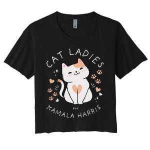 Cat Ladies For Kamala Harris Women's Crop Top Tee