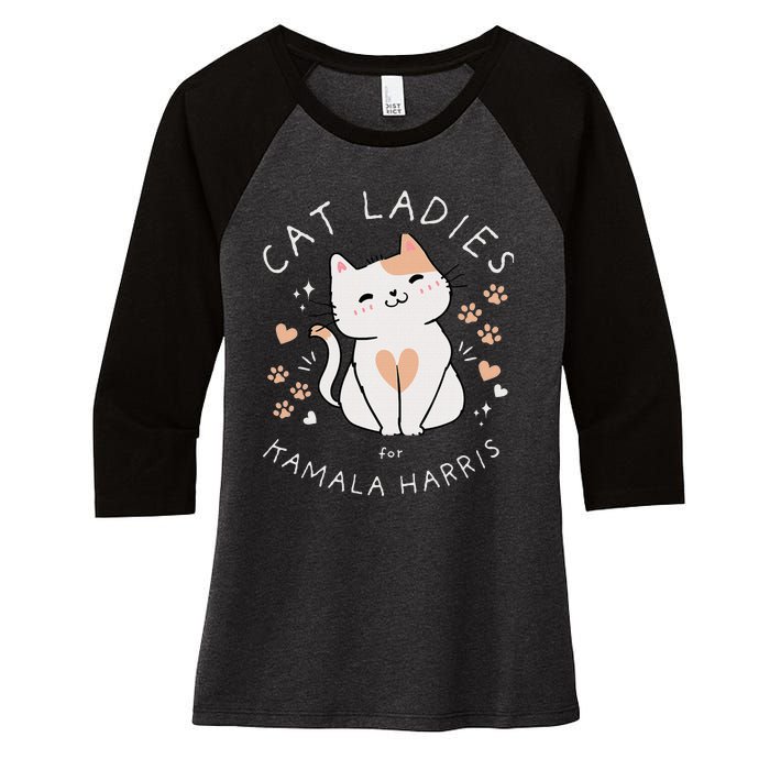 Cat Ladies For Kamala Harris Women's Tri-Blend 3/4-Sleeve Raglan Shirt