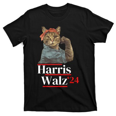 Cat Ladies For Kamala Walz Funny Cat 2024 President T-Shirt