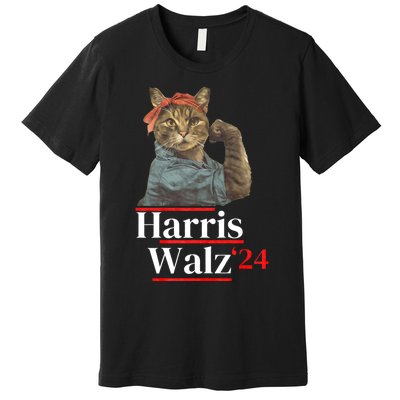 Cat Ladies For Kamala Walz Funny Cat 2024 President Premium T-Shirt