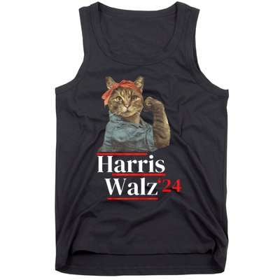 Cat Ladies For Kamala Walz Funny Cat 2024 President Tank Top