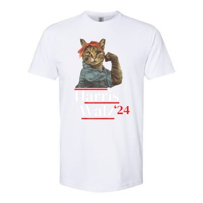 Cat Ladies For Kamala Walz Funny Cat 2024 President Softstyle CVC T-Shirt