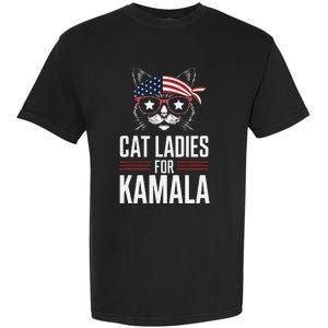 Cat Ladies For Kamala Funny Cat 2024 President Kamala Harris Garment-Dyed Heavyweight T-Shirt