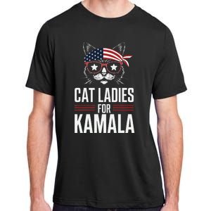 Cat Ladies For Kamala Funny Cat 2024 President Kamala Harris Adult ChromaSoft Performance T-Shirt