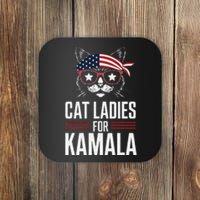 Cat Ladies For Kamala Funny Cat 2024 President Kamala Harris Coaster