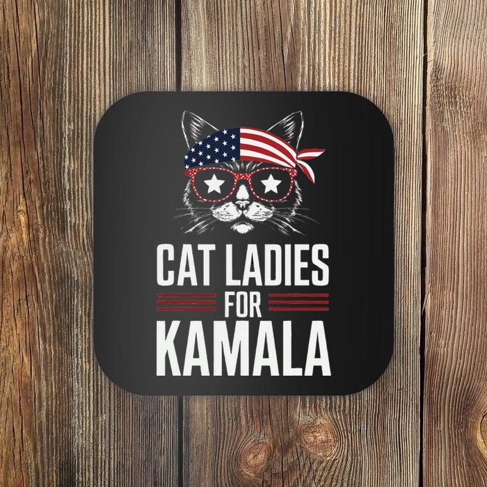 Cat Ladies For Kamala Funny Cat 2024 President Kamala Harris Coaster