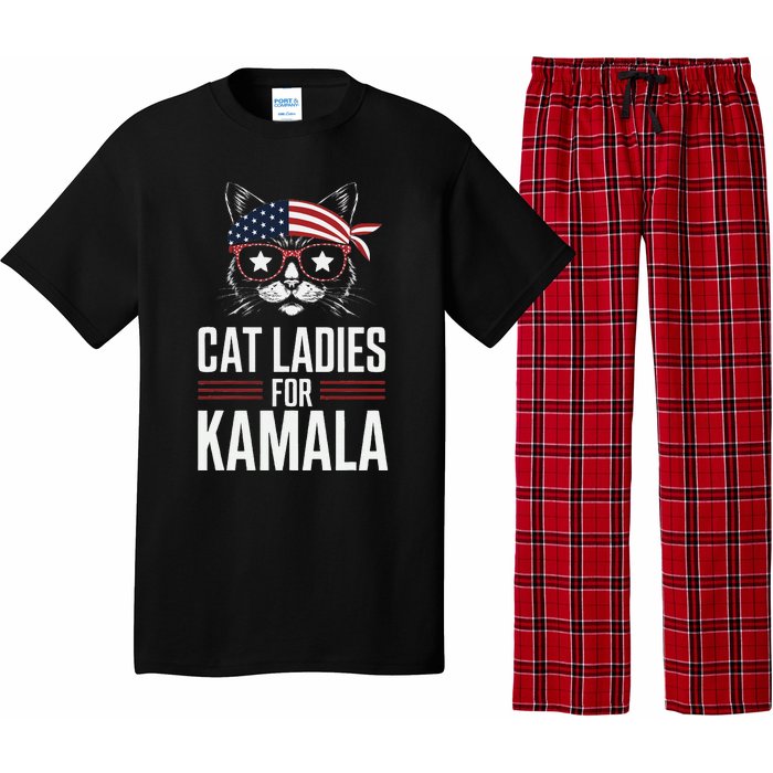 Cat Ladies For Kamala Funny Cat 2024 President Kamala Harris Pajama Set