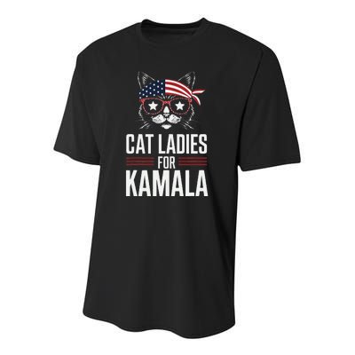 Cat Ladies For Kamala Funny Cat 2024 President Kamala Harris Youth Performance Sprint T-Shirt