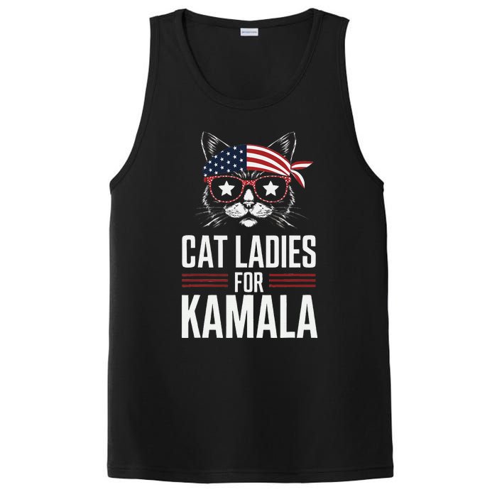 Cat Ladies For Kamala Funny Cat 2024 President Kamala Harris PosiCharge Competitor Tank