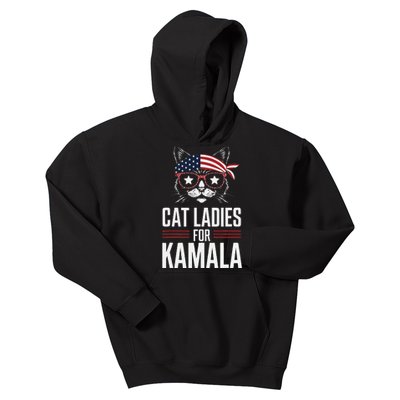 Cat Ladies For Kamala Funny Cat 2024 President Kamala Harris Kids Hoodie