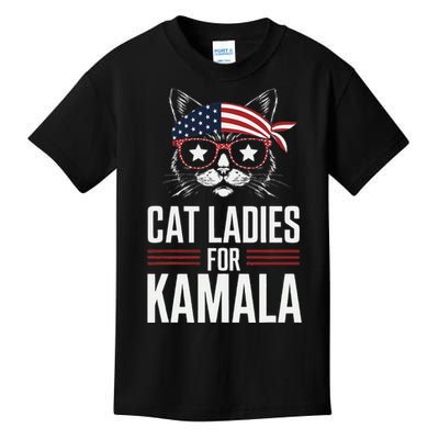 Cat Ladies For Kamala Funny Cat 2024 President Kamala Harris Kids T-Shirt