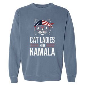 Cat Ladies For Kamala Funny Cat 2024 President Kamala Harris Garment-Dyed Sweatshirt