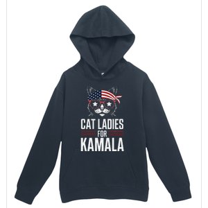 Cat Ladies For Kamala Funny Cat 2024 President Kamala Harris Urban Pullover Hoodie