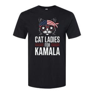 Cat Ladies For Kamala Funny Cat 2024 President Kamala Harris Softstyle CVC T-Shirt