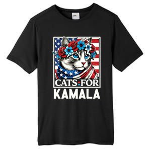 Cat Ladies For Kamala Funny Cat 2024 President Kamalaharris Tall Fusion ChromaSoft Performance T-Shirt