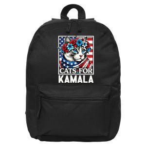 Cat Ladies For Kamala Funny Cat 2024 President Kamalaharris 16 in Basic Backpack