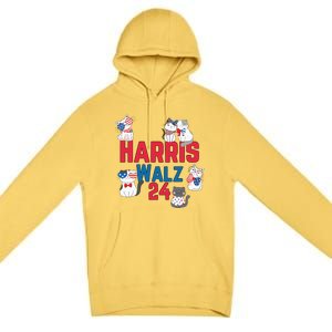 Cat Ladies For Harris Waltz 2024 Election Premium Pullover Hoodie