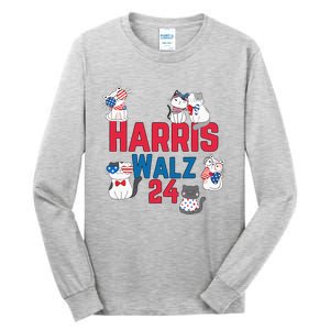 Cat Ladies For Harris Waltz 2024 Election Tall Long Sleeve T-Shirt