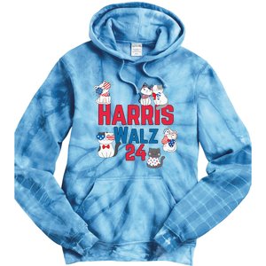 Cat Ladies For Harris Waltz 2024 Election Tie Dye Hoodie