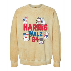 Cat Ladies For Harris Waltz 2024 Election Colorblast Crewneck Sweatshirt